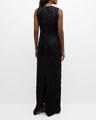 fringed jacquard column gown
