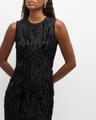 fringed jacquard column gown