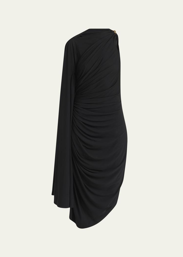 frog draped matte viscose jersey cape dress