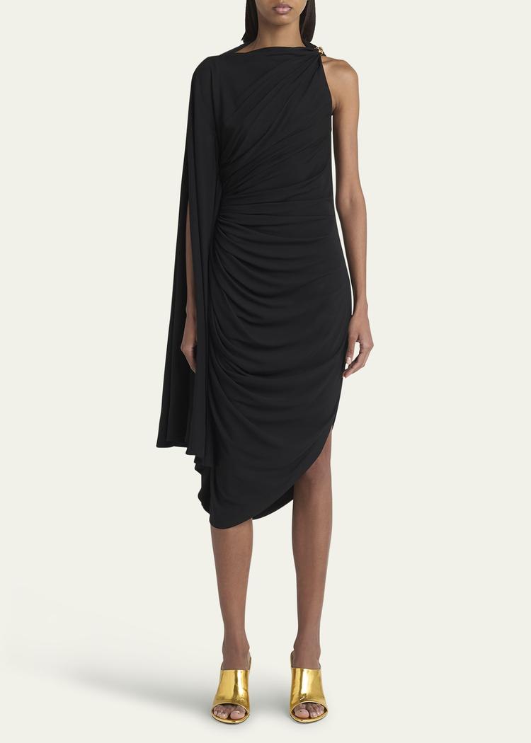frog draped matte viscose jersey cape dress