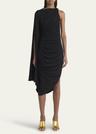 frog draped matte viscose jersey cape dress