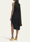 frog draped matte viscose jersey cape dress
