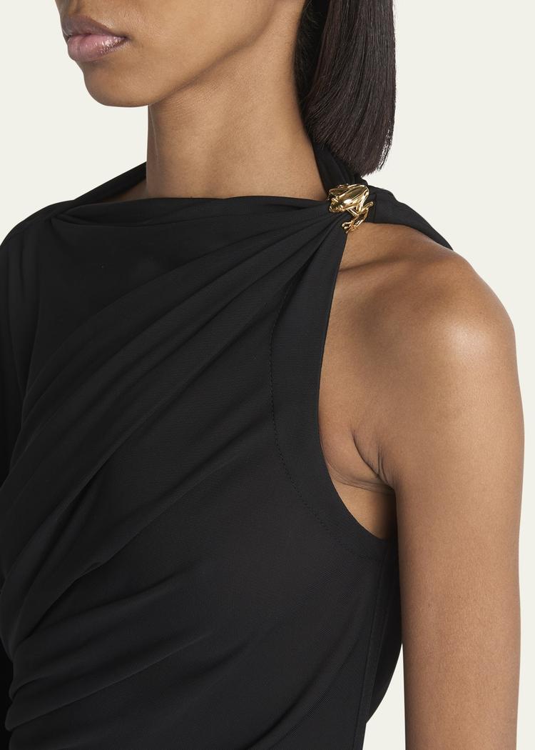 frog draped matte viscose jersey cape dress