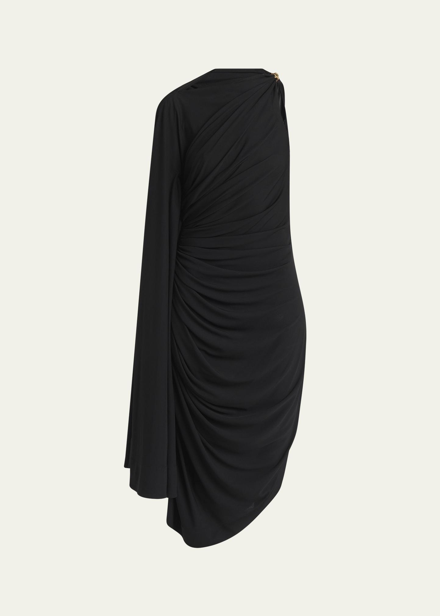 frog draped matte viscose jersey cape dress