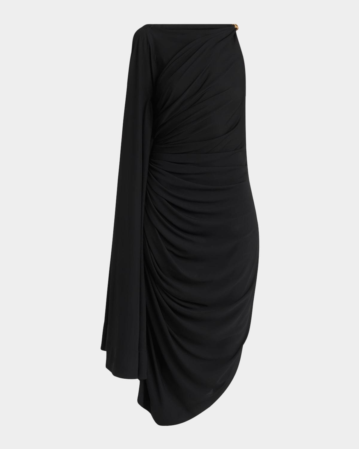frog draped matte viscose jersey cape dress