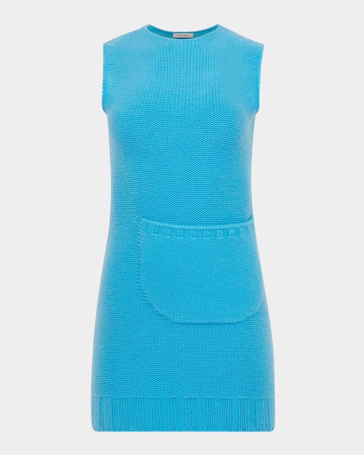 front pocket sleeveless knit mini shift dress