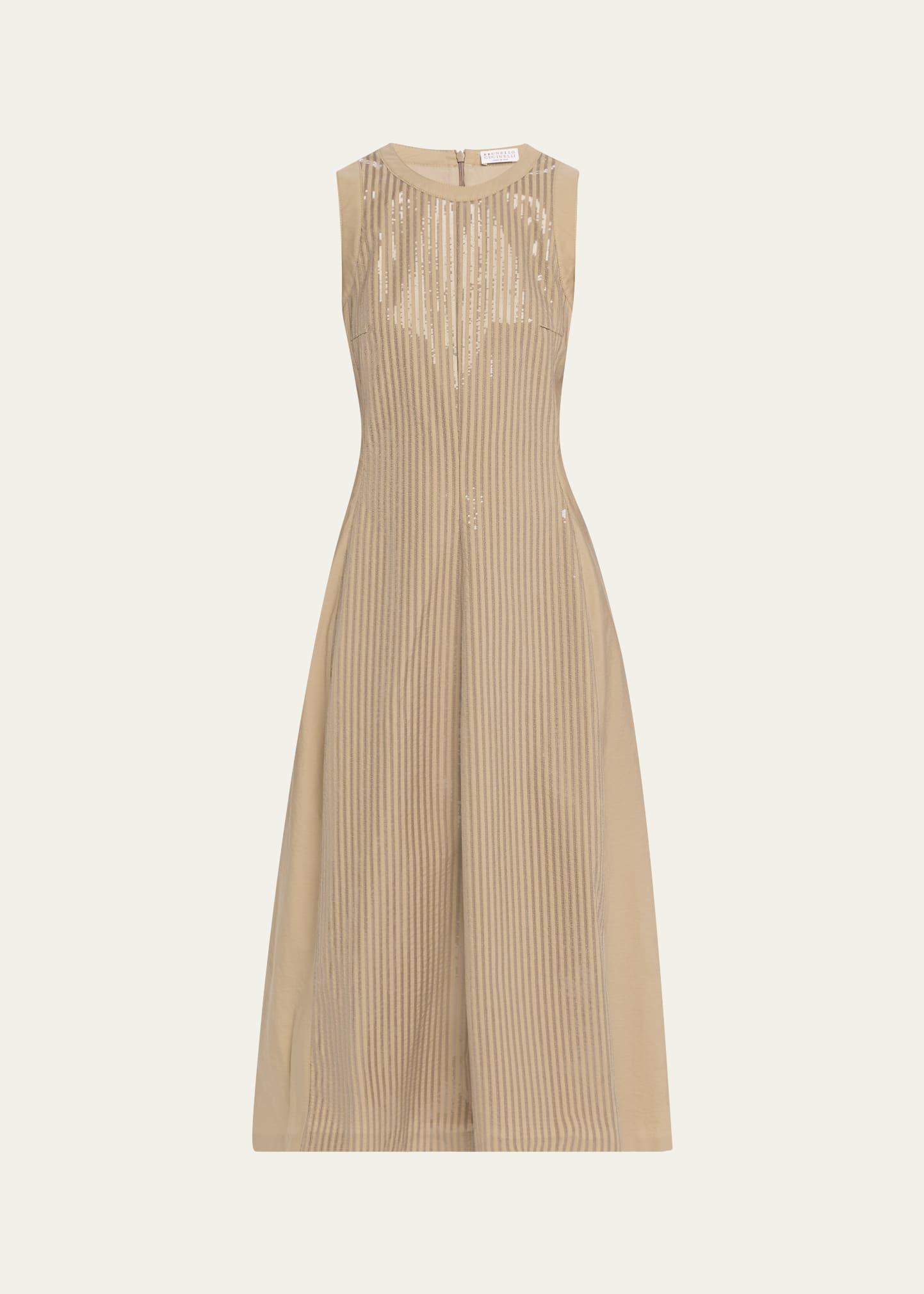 front sequined techno poplin corset midi dress