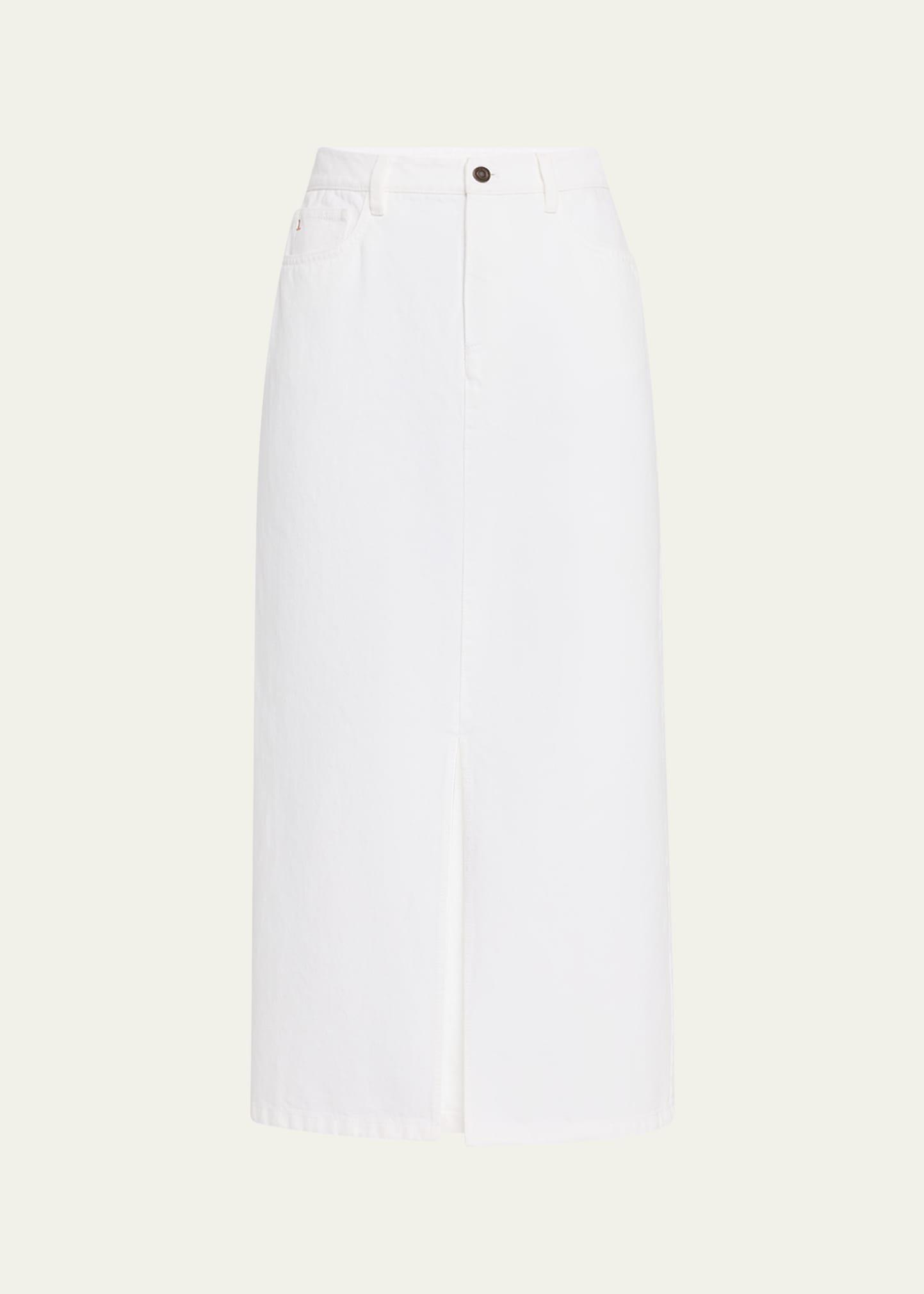 front-slit cotton midi skirt