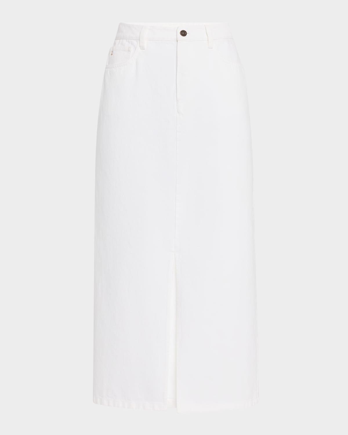 front-slit cotton midi skirt