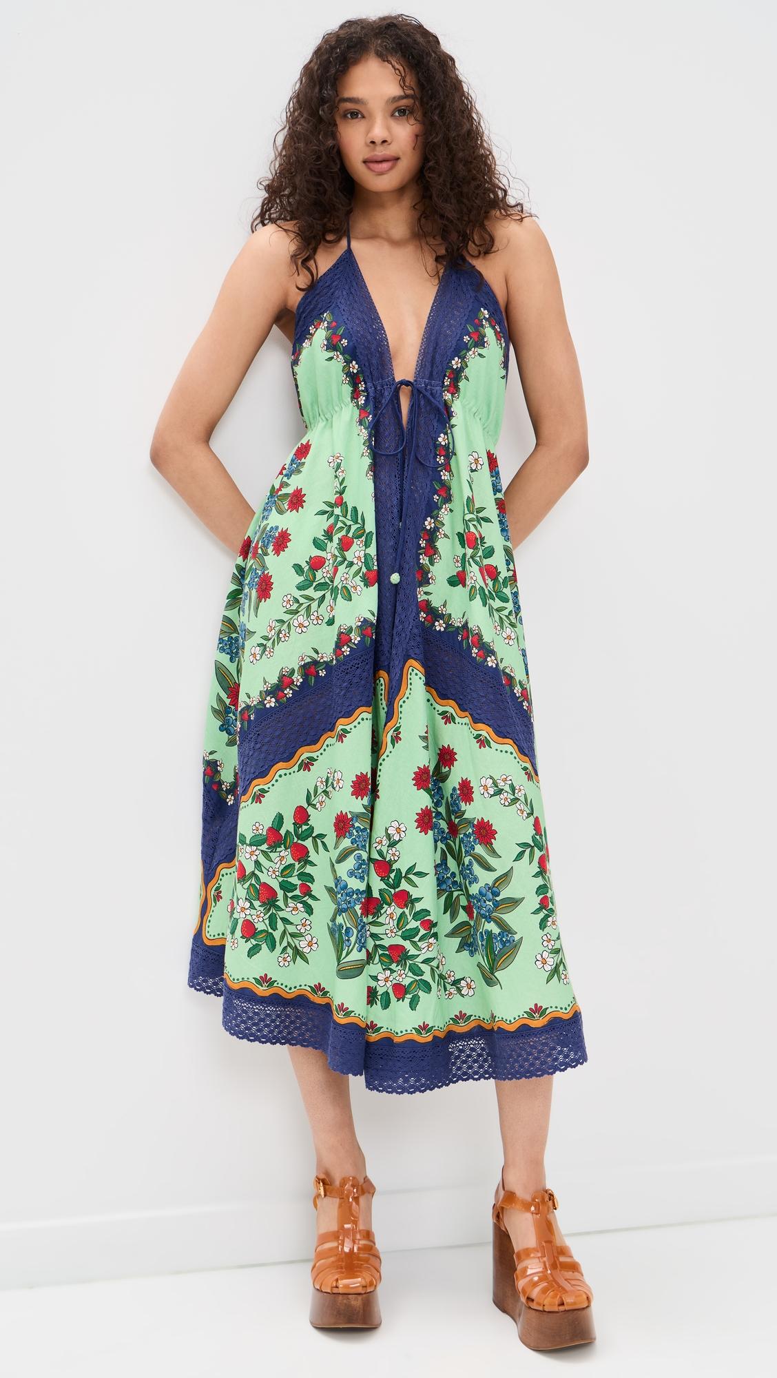 fruit beauty faded green maxi dress