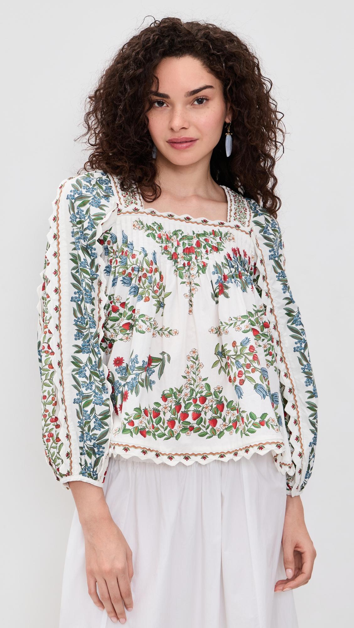 fruit beauty long sleeve cotton blouse