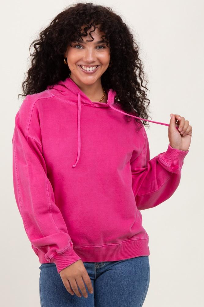 fuchsia french terry hooded sweatshirt