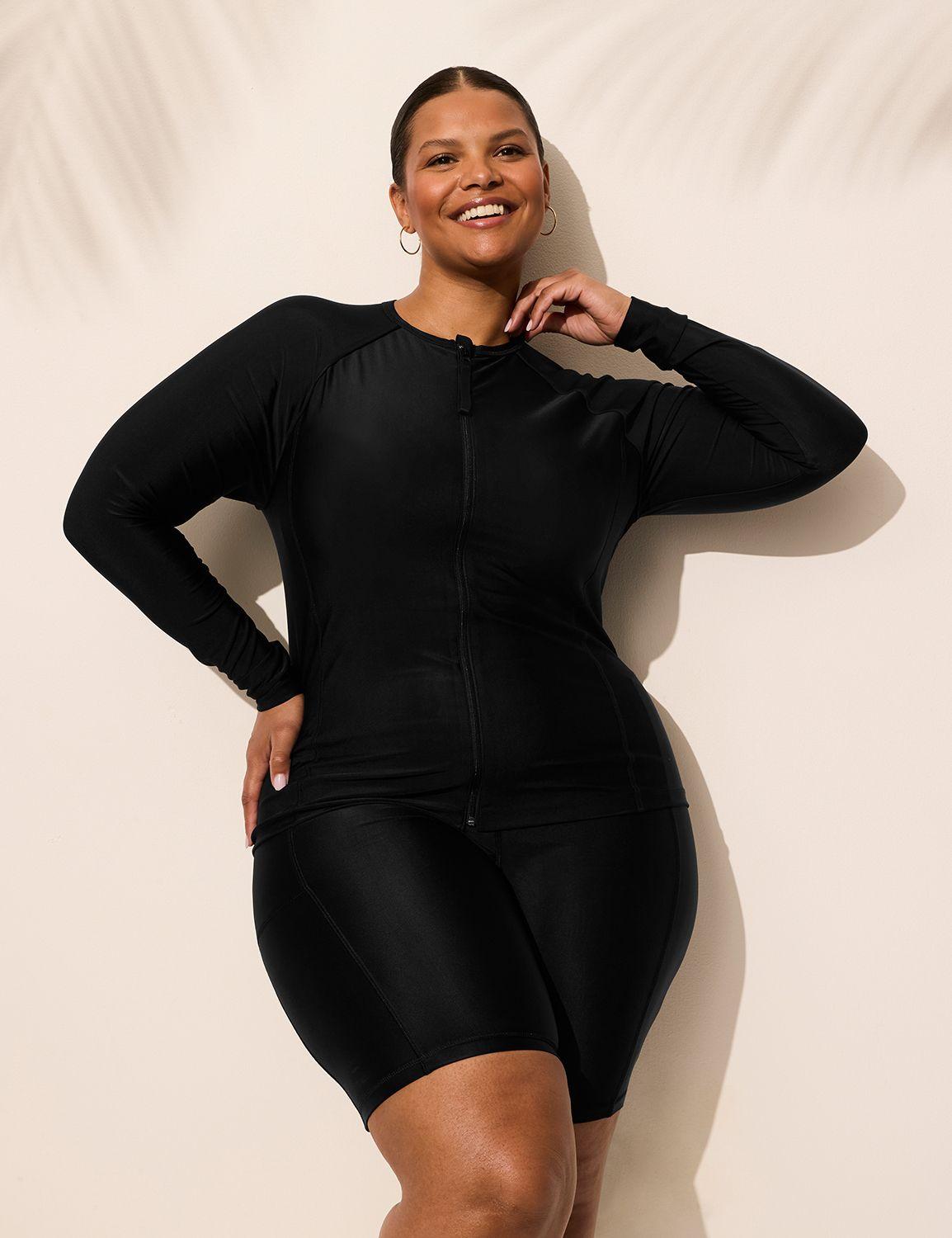 full-zip long-sleeve swim rash guard