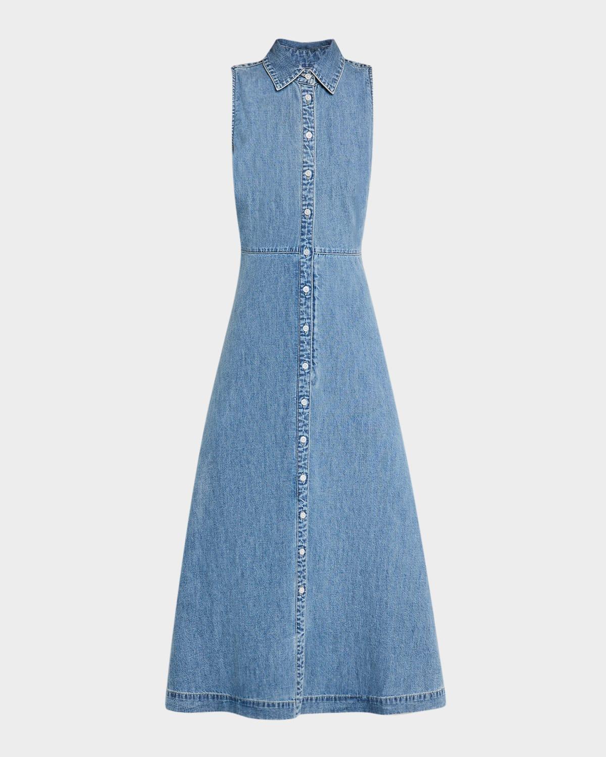 fuller sleeveless denim midi dress