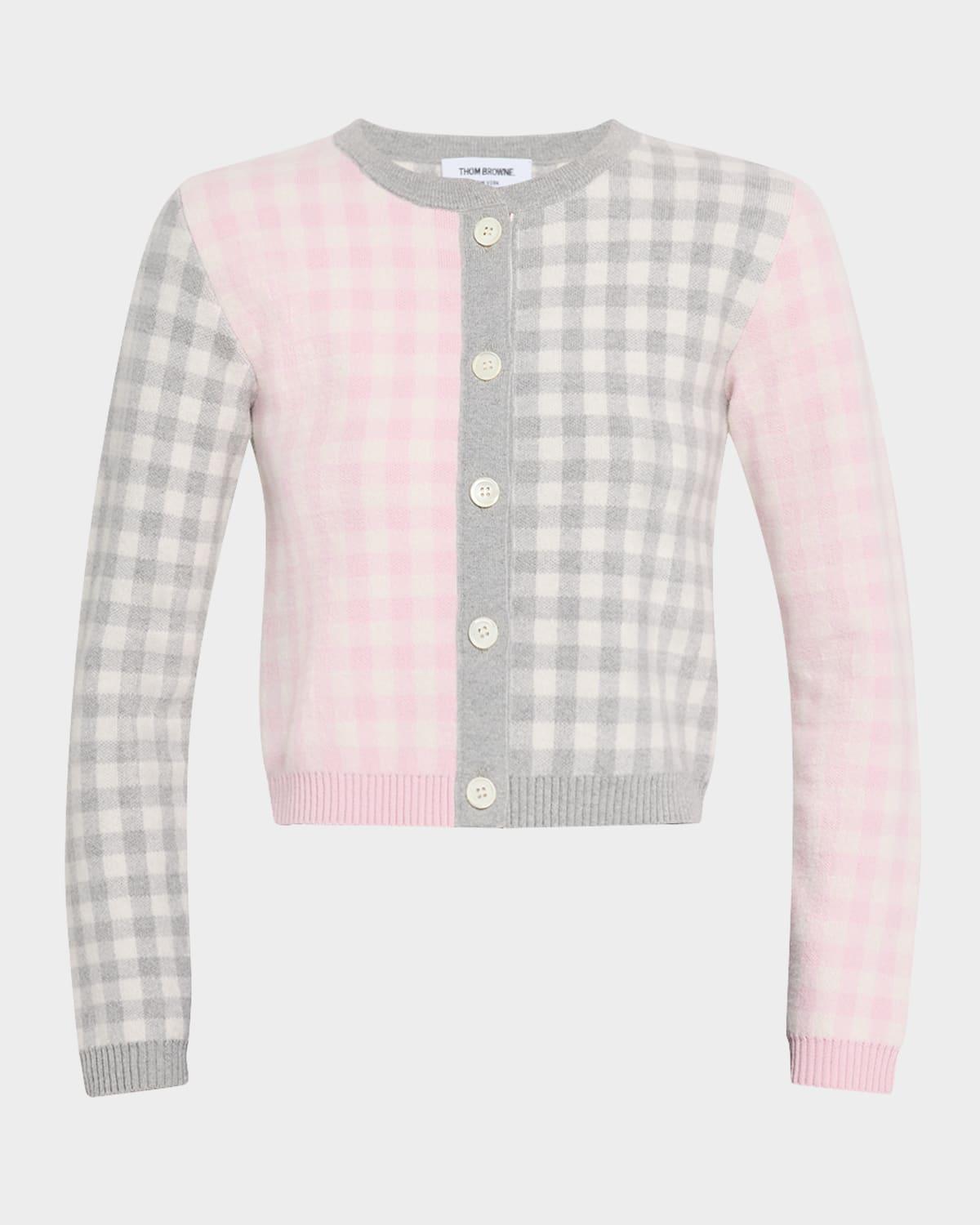 fun mix gingham check cropped cardigan