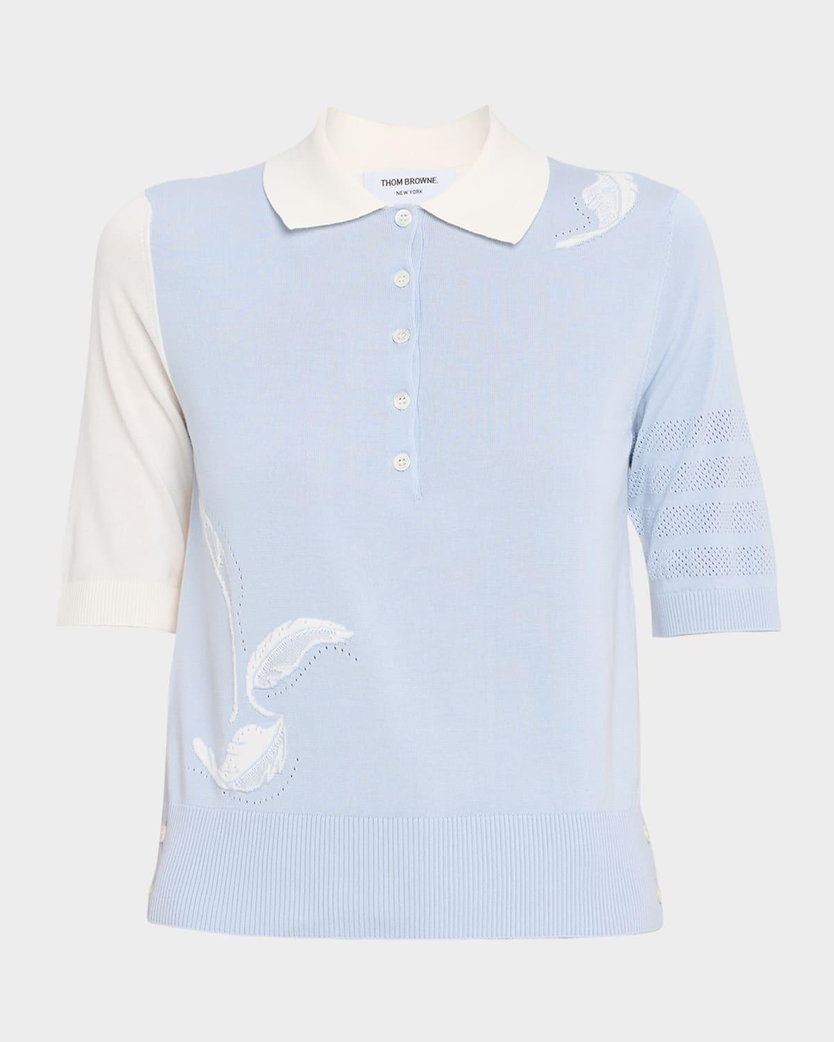 funmix feather jersey short-sleeve polo sweater