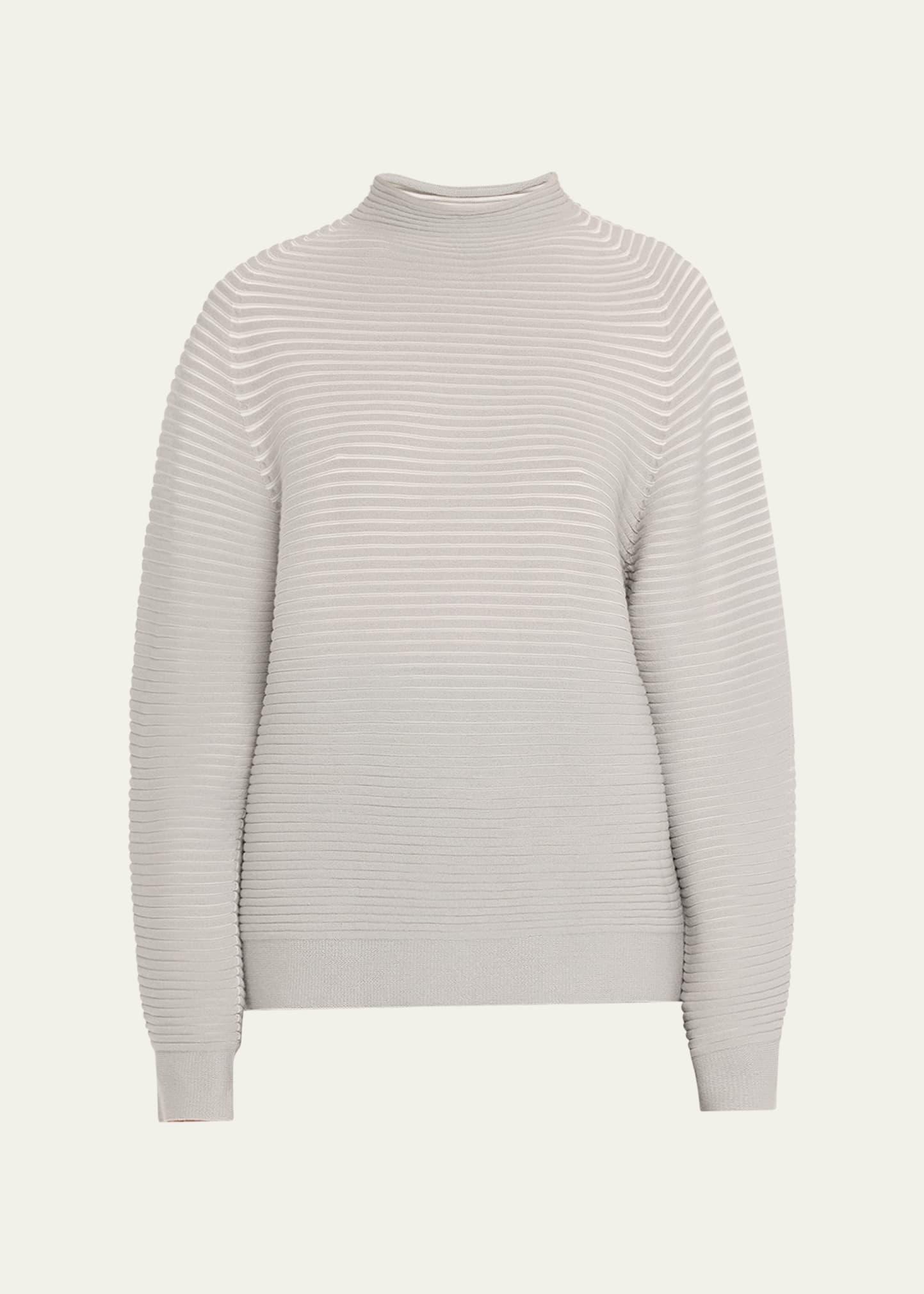 funnel-neck circle knit wool top