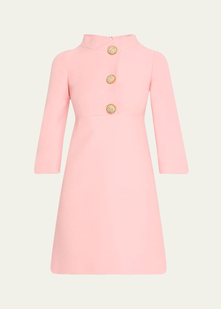 funnel-neck crystal button mini dress