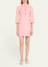 funnel-neck crystal button mini dress