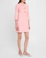 funnel-neck crystal button mini dress