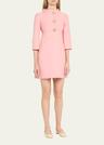 funnel-neck crystal button mini dress