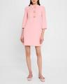 funnel-neck crystal button mini dress