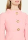 funnel-neck crystal button mini dress