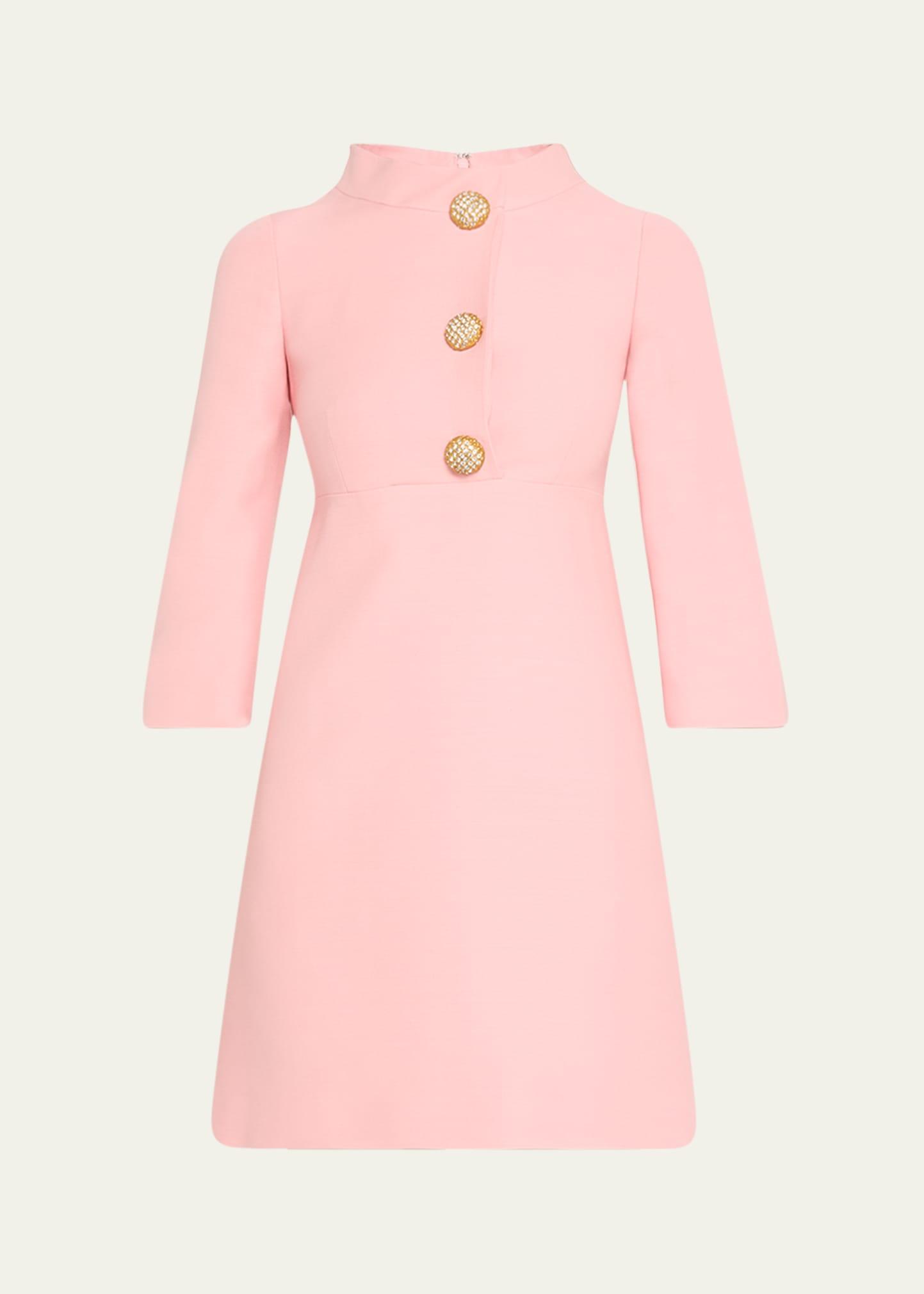 funnel-neck crystal button mini dress