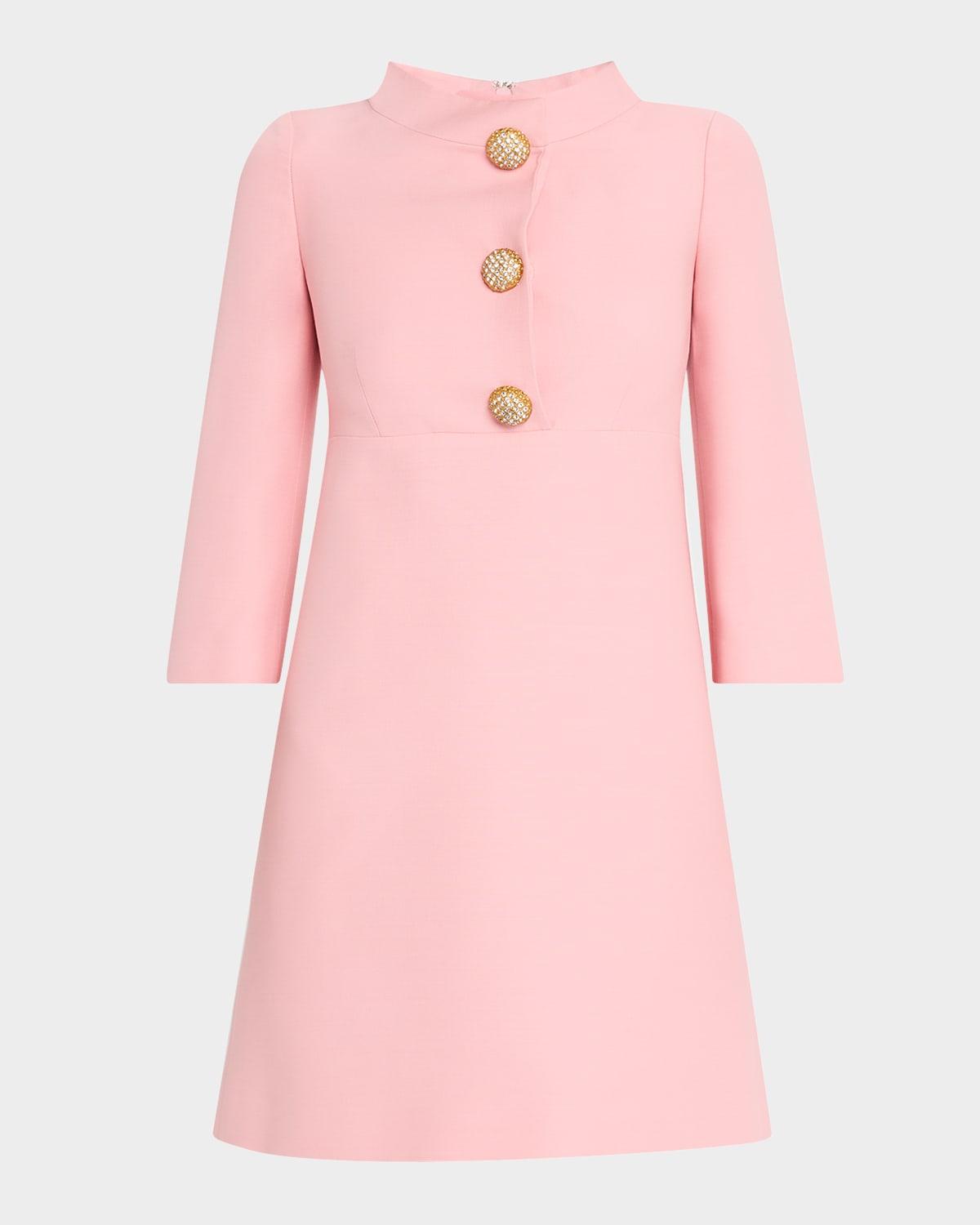 funnel-neck crystal button mini dress