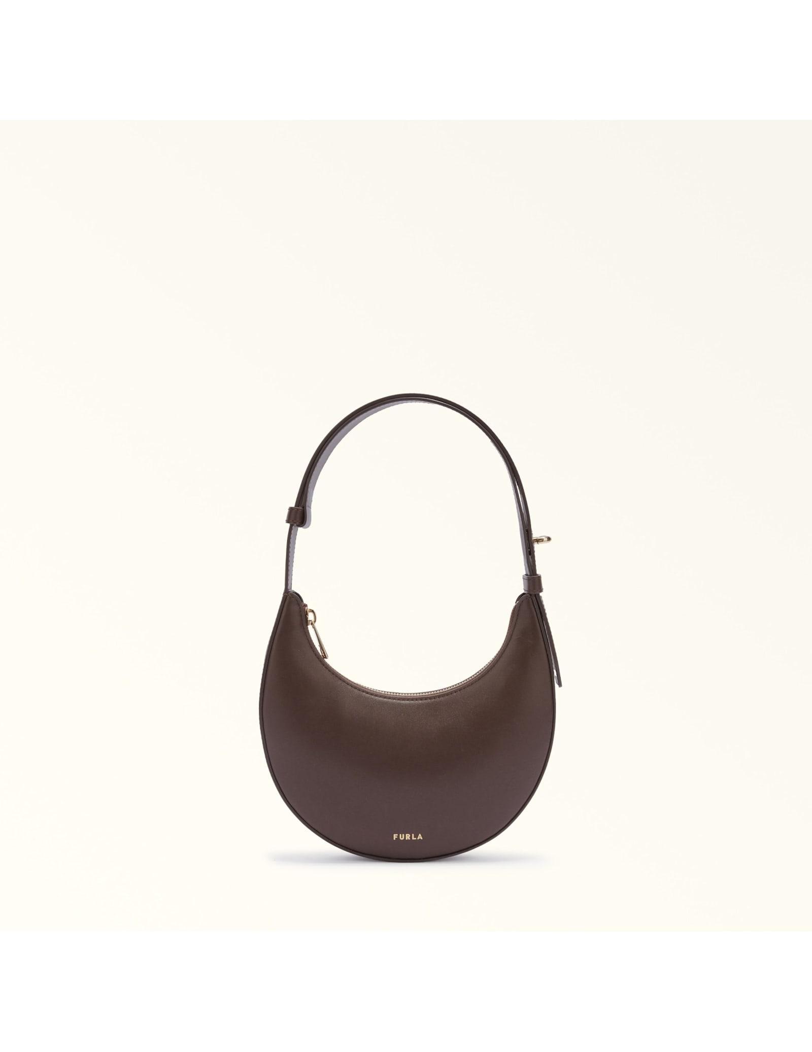 furla delizia mini hobo bag in chocolate color leather