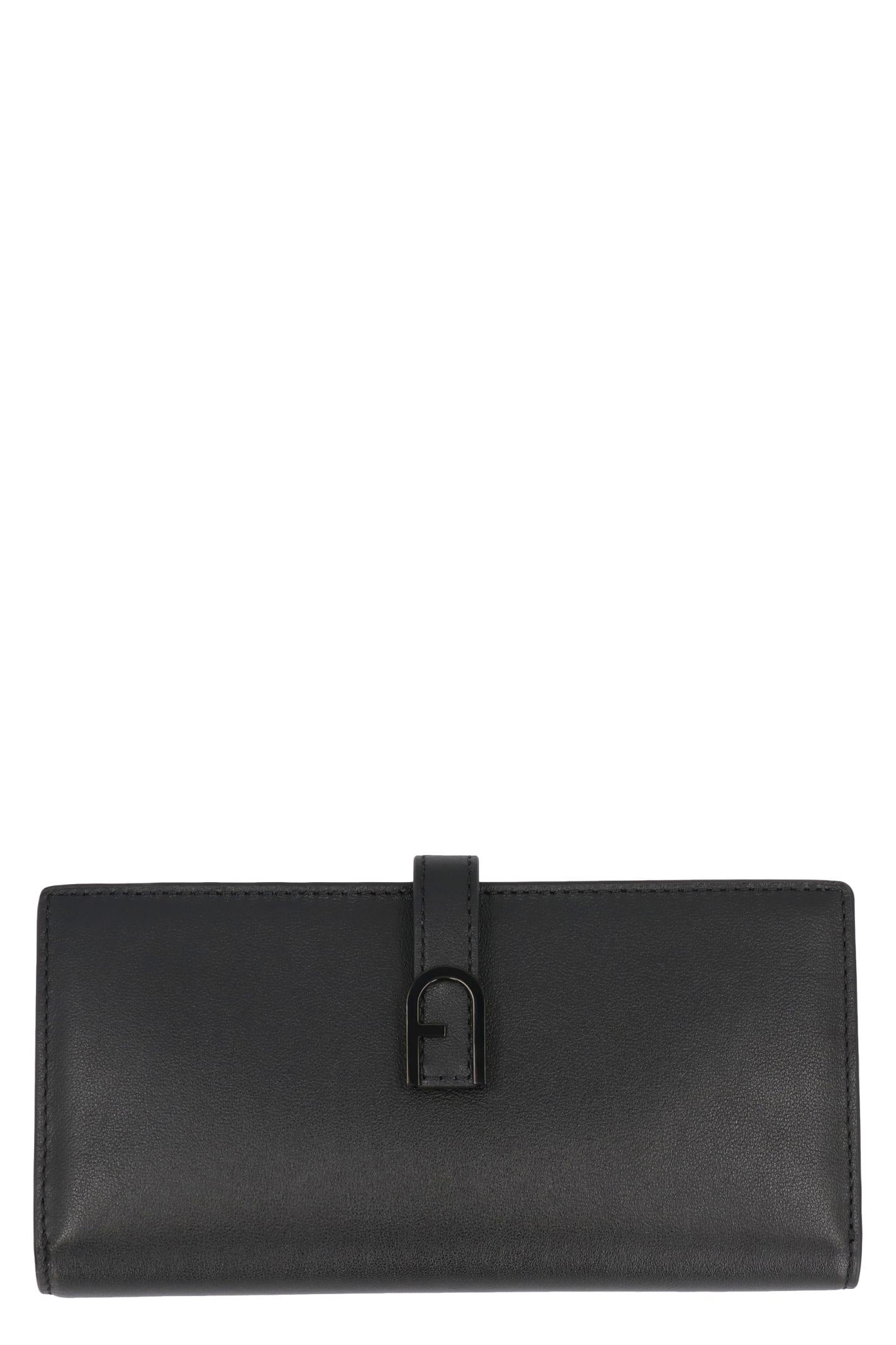 furla flow continental wallet in leather