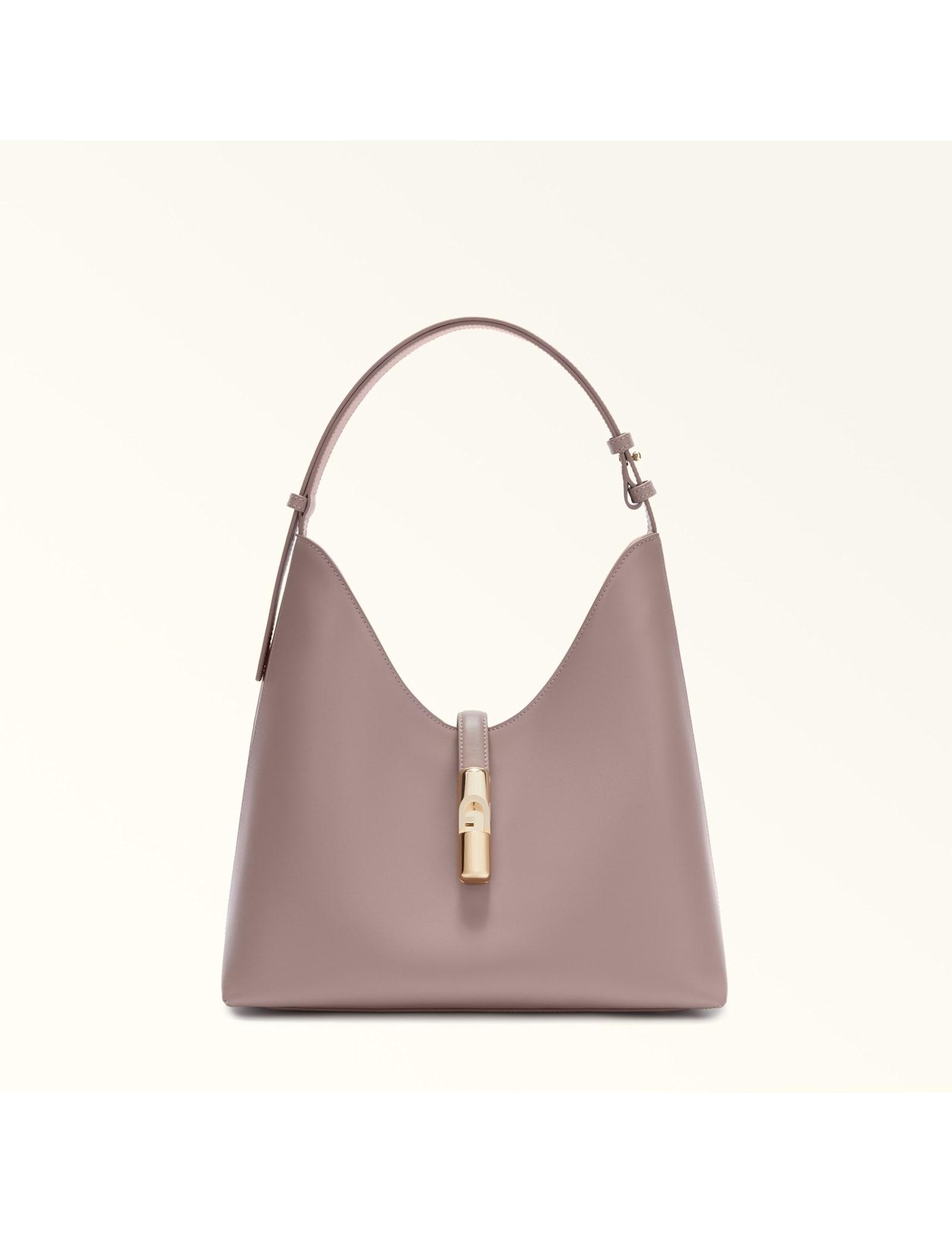 furla goccia m leather shoulder bag, mauve