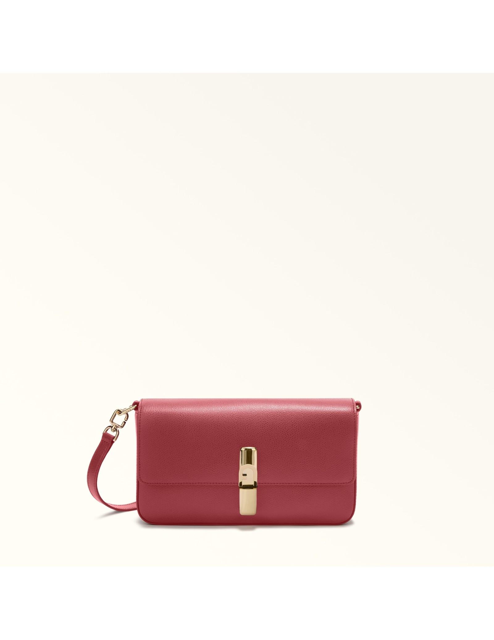 furla iride s leather bag, cherry color