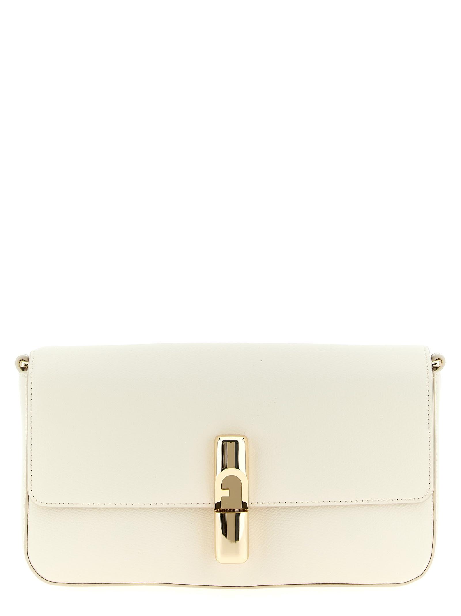 furla iride small cream leather crossbody bag