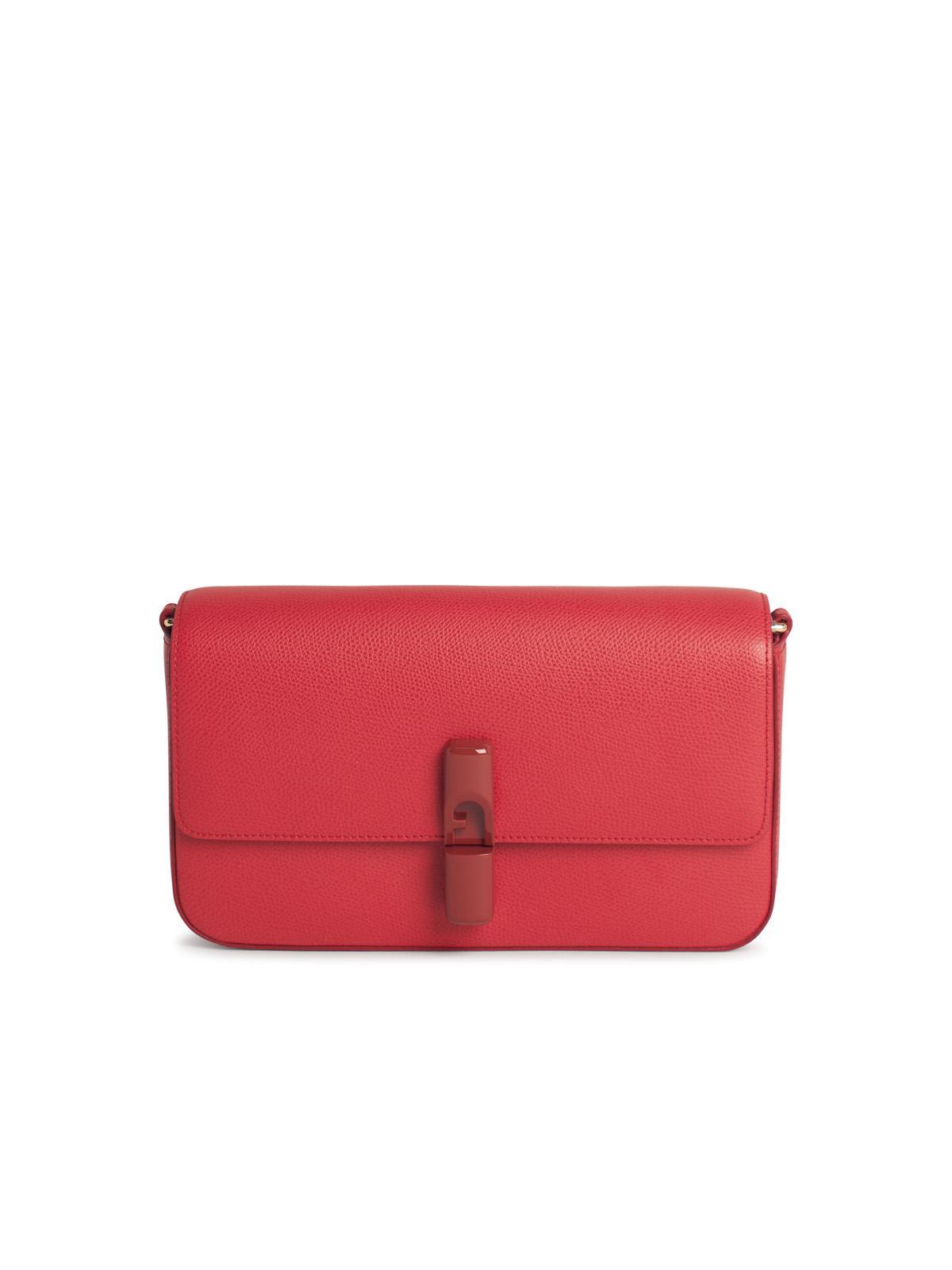 furla iride small red leather crossbody bag