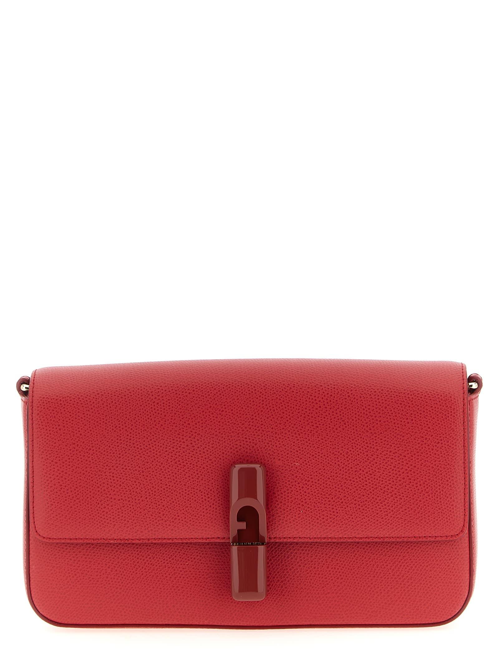 furla iride small red leather crossbody bag