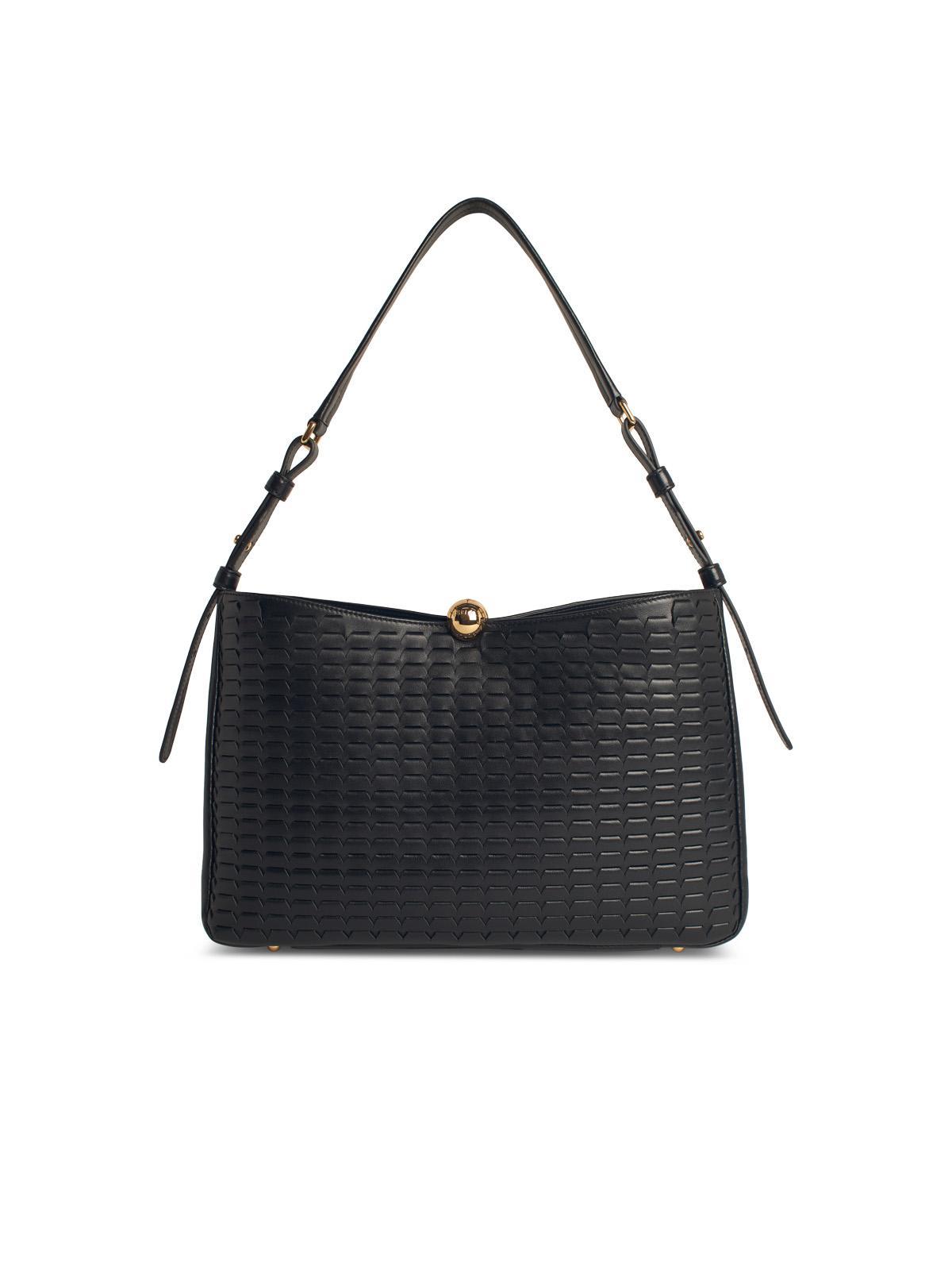furla large sfera soft black leather bag