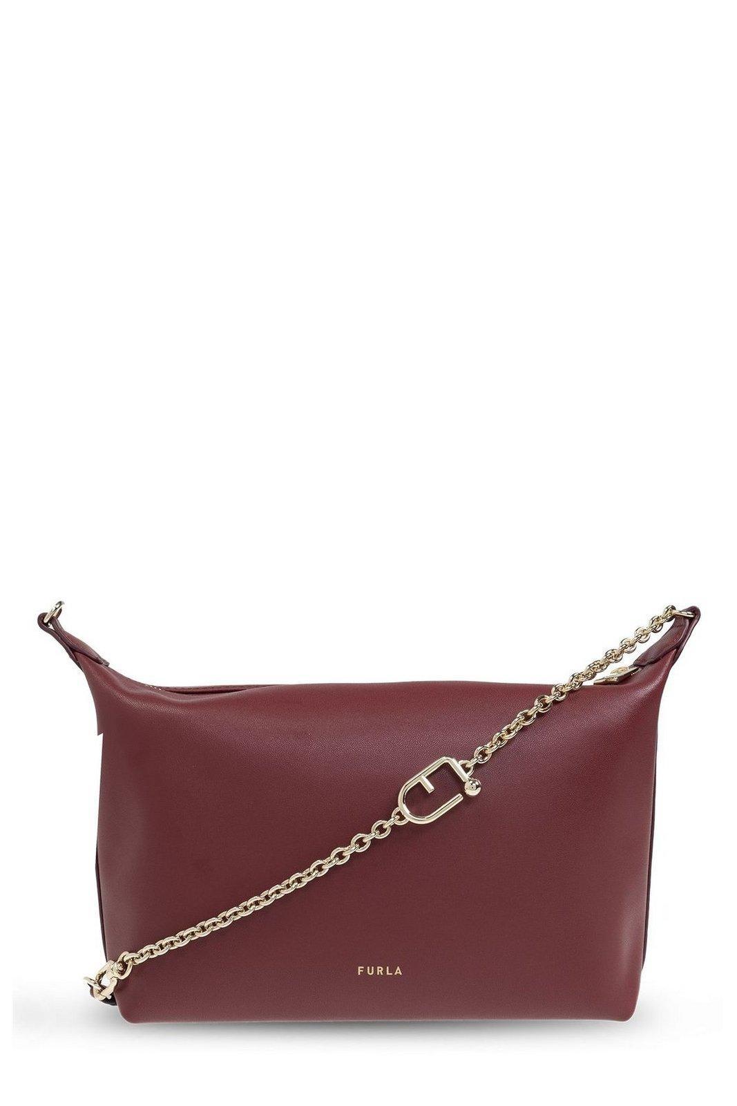 furla logo top zip semi-chained shoulder bag