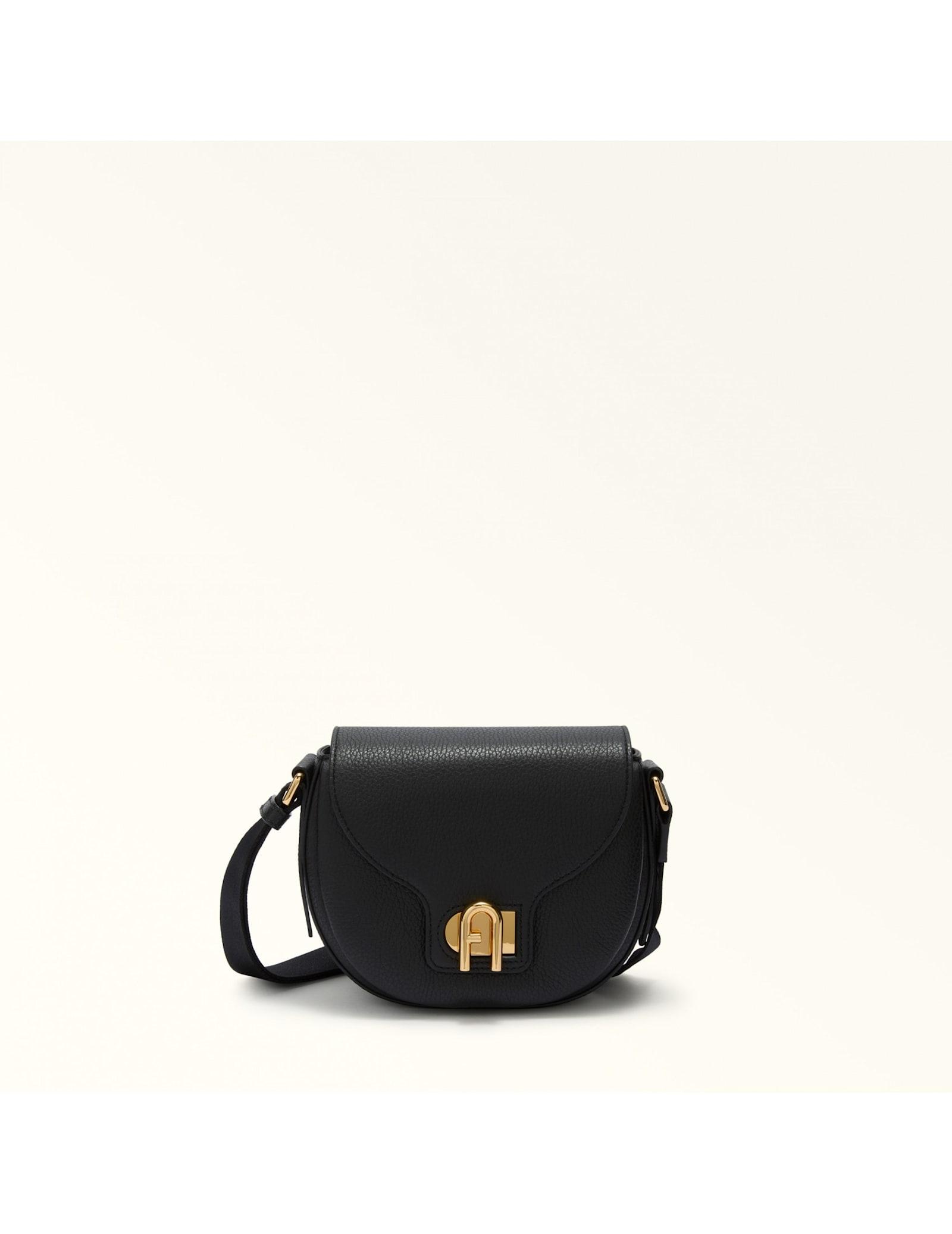 furla lotus mini leather shoulder bag black color