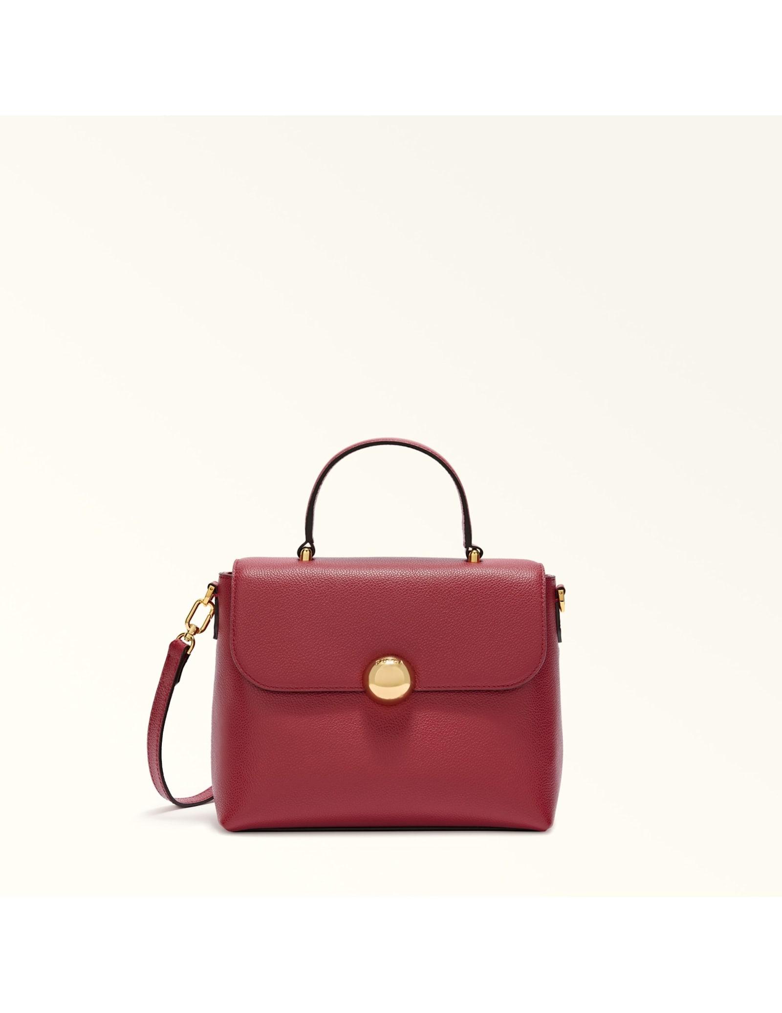 furla moonlight s leather handbag, cherry color