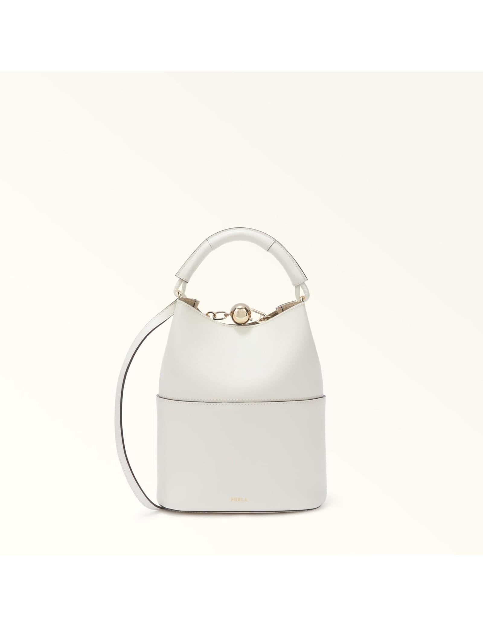 furla sfera s leather bucket bag, cream color