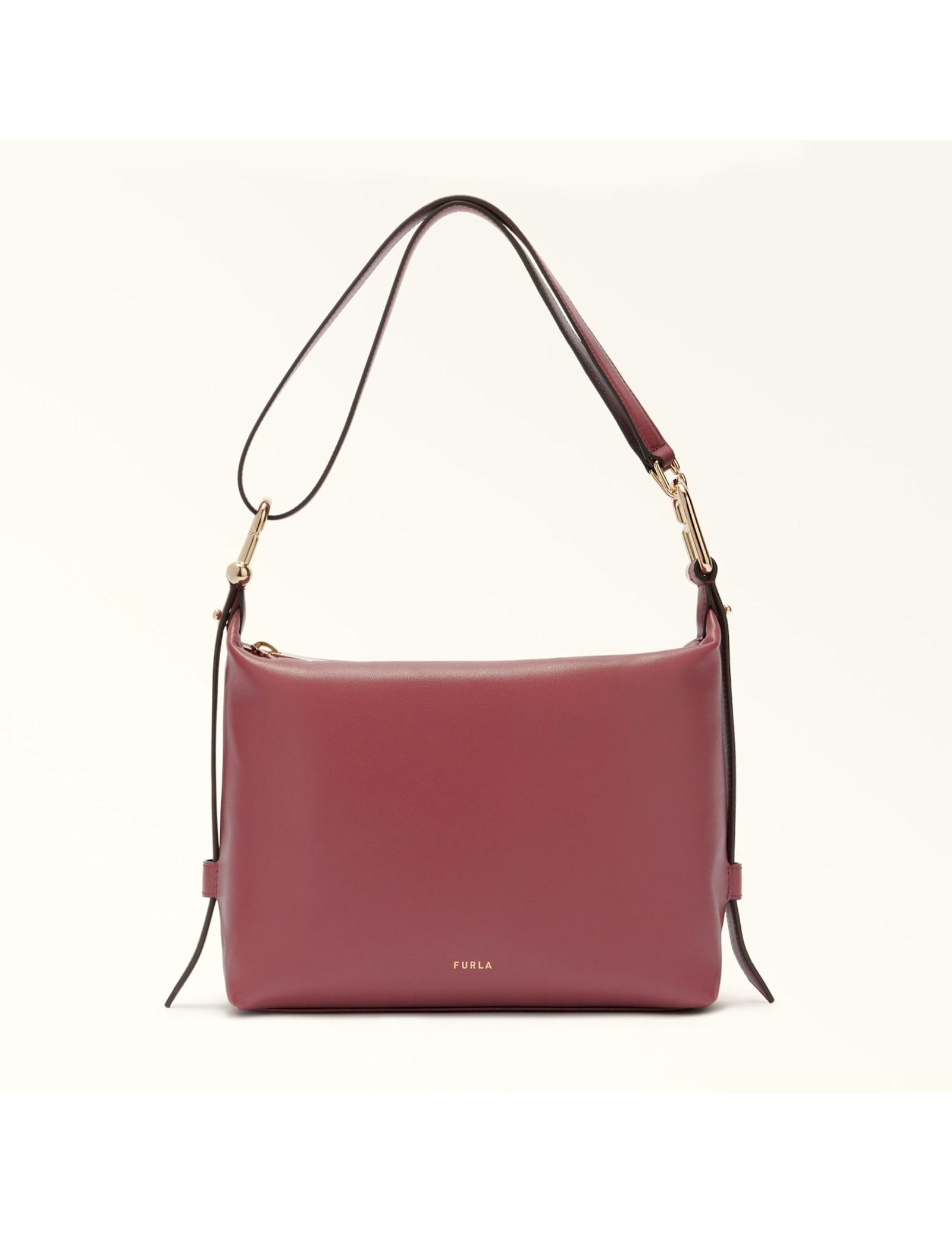 furla tonie m leather hobo ball bag, ruby color