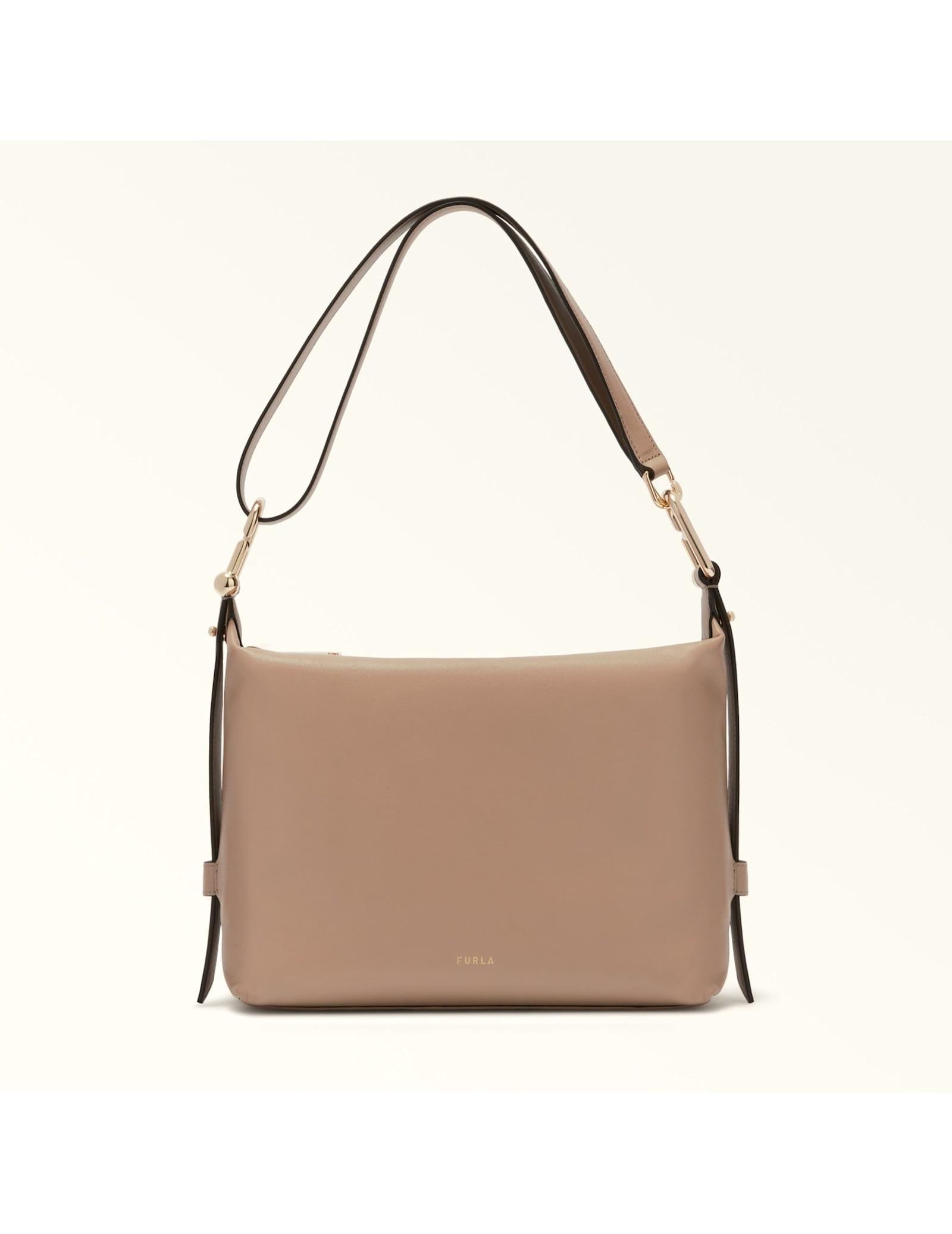 furla tonie m leather hobo shoulder bag in greige