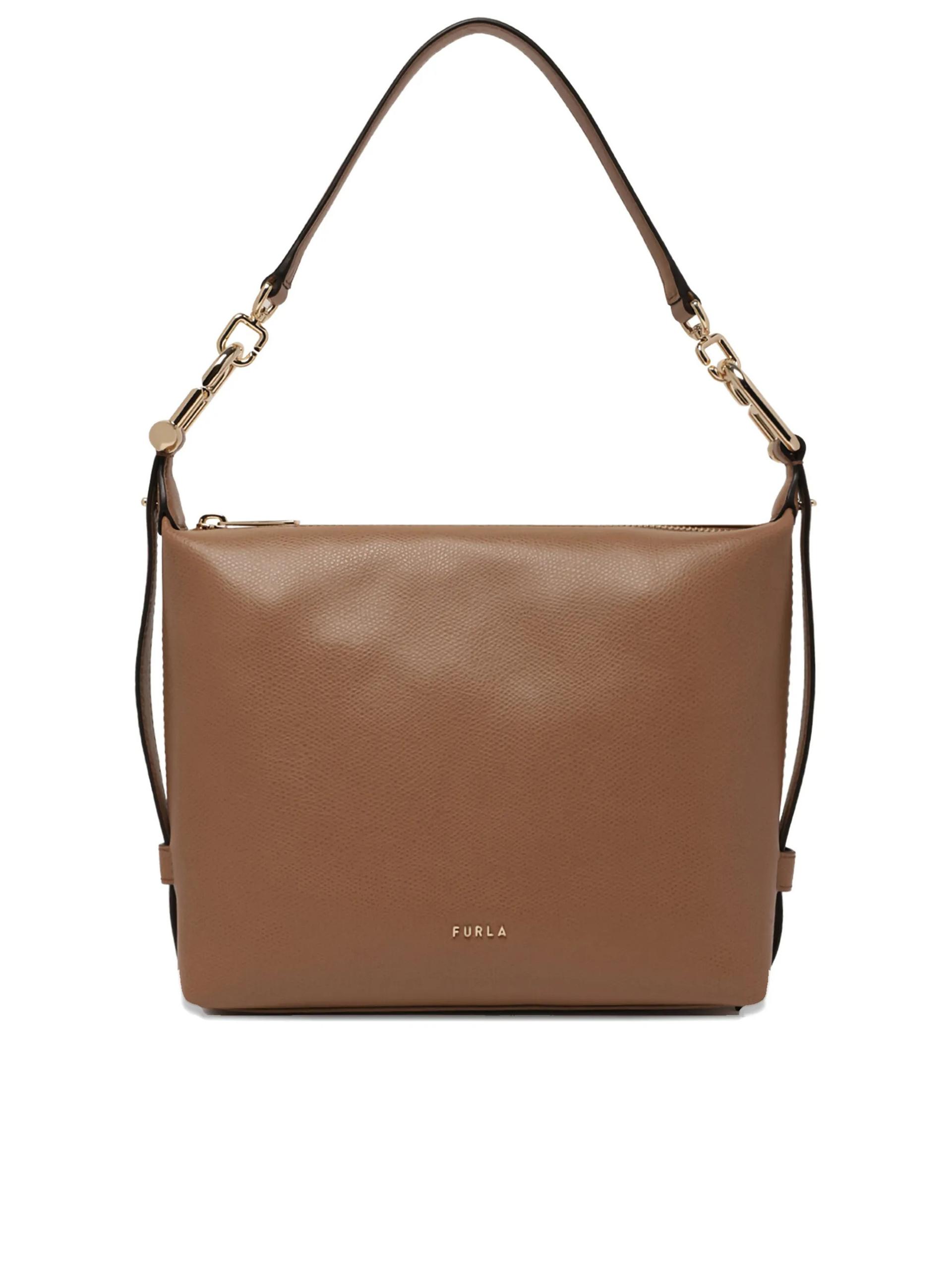 furla tonie mini hobo brown leather interno:pl borsa - women