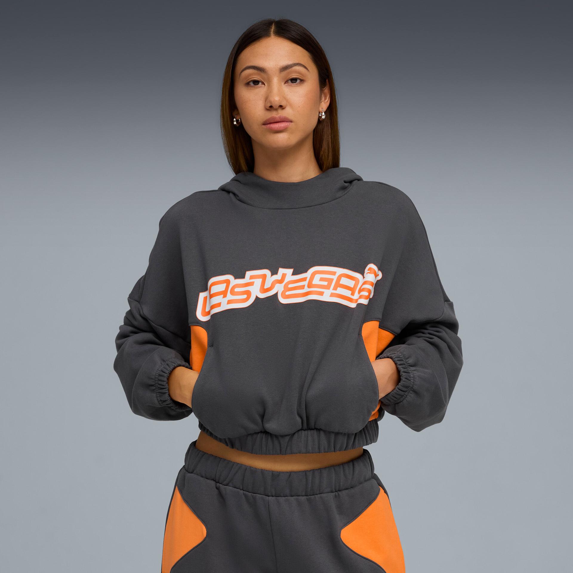 future.puma.archive las vegas women's hoodie in grey, size l