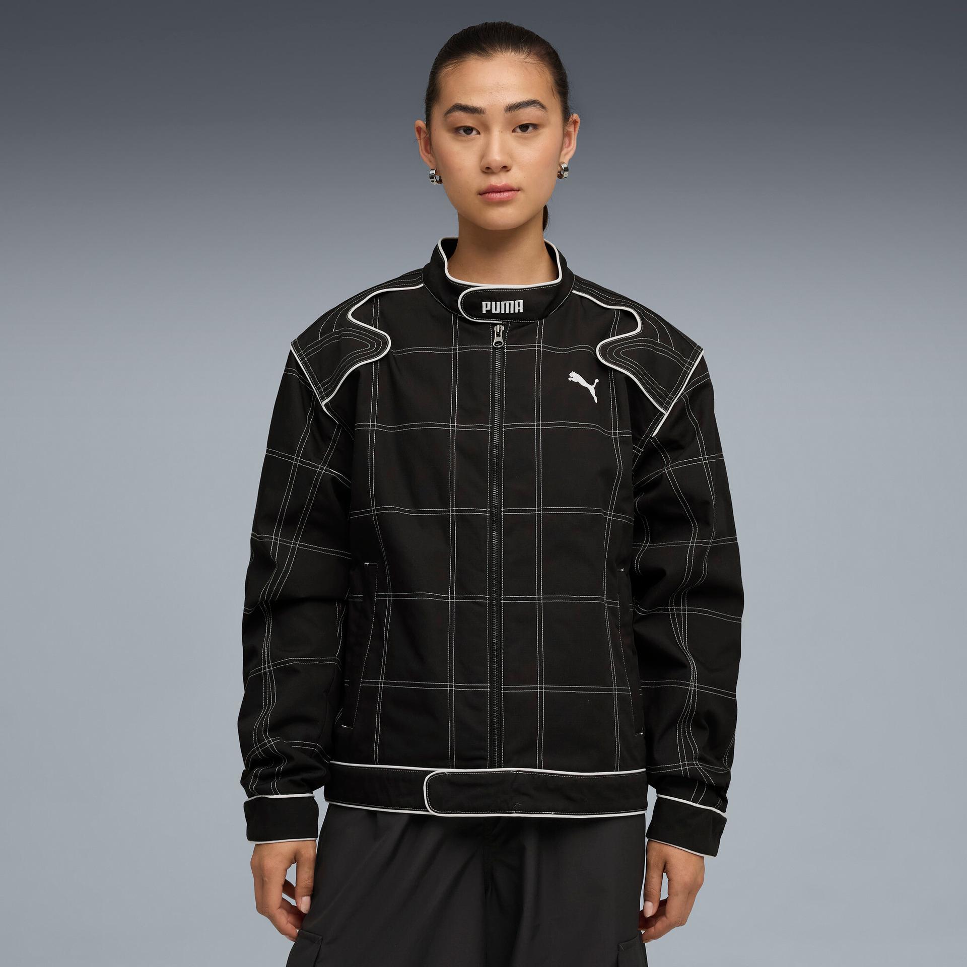 future.puma.archive women's racer jacket in black, size xs