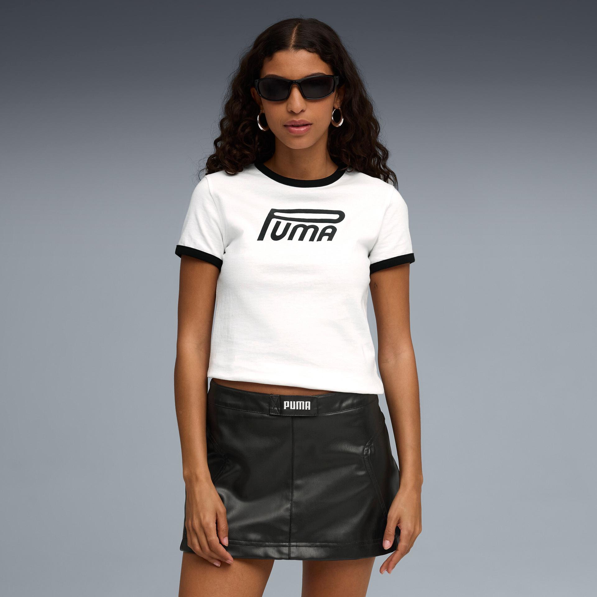 future.puma.archive women's t-shirt in white, size l