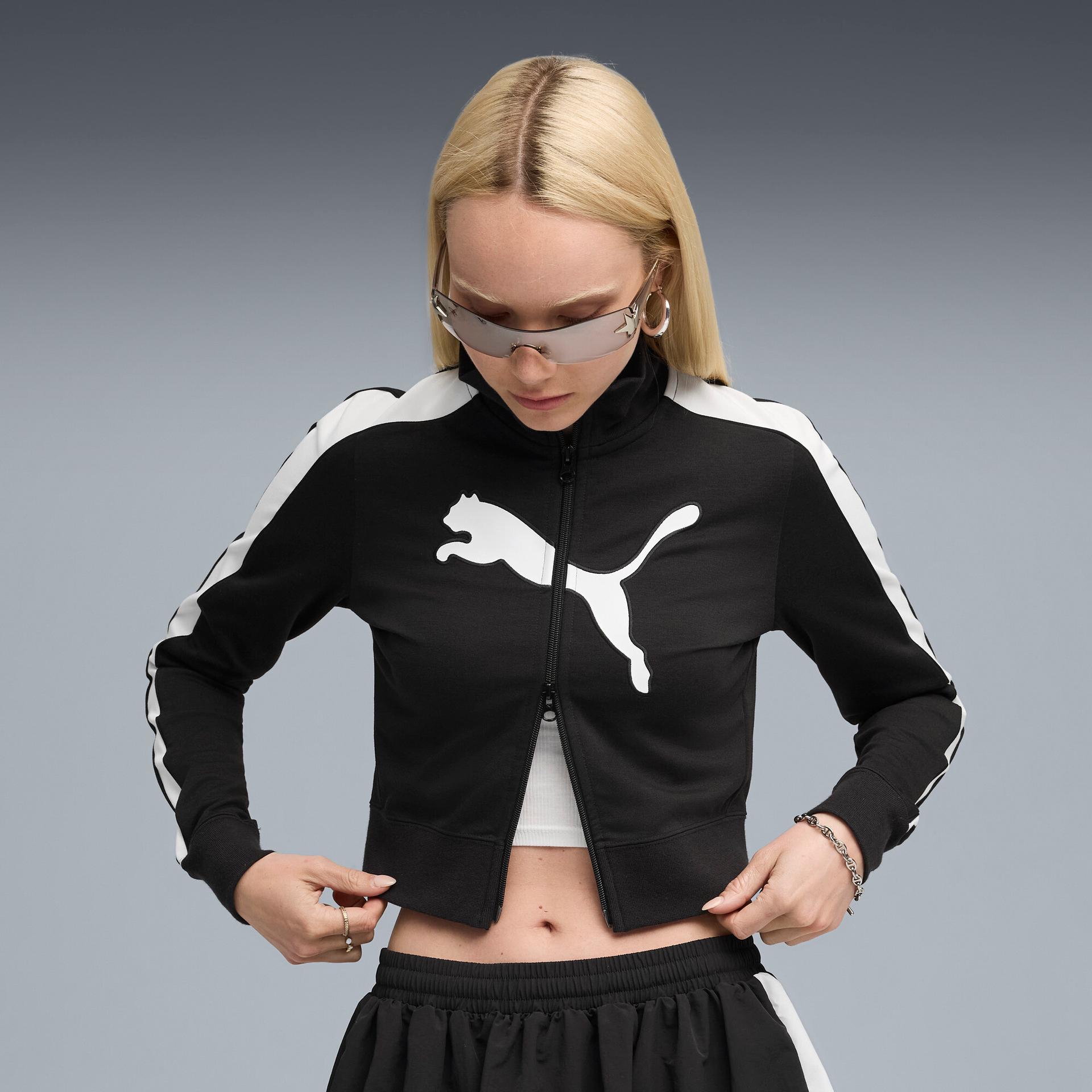 future.puma.archive women's zip-up track jacket in black, size xs