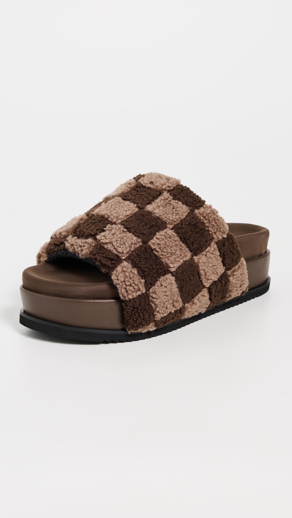 fuzzy checker stack slippers