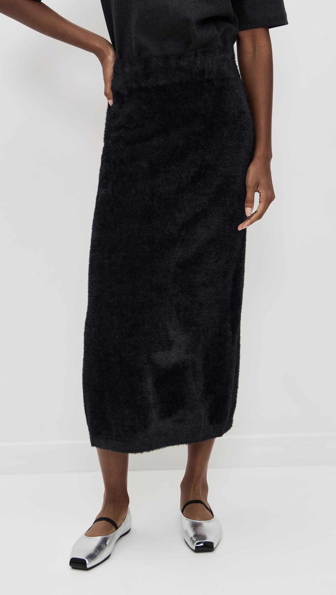 fuzzy midi skirt